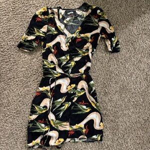 Reformation Black and Cream Bodycon Midi Dress